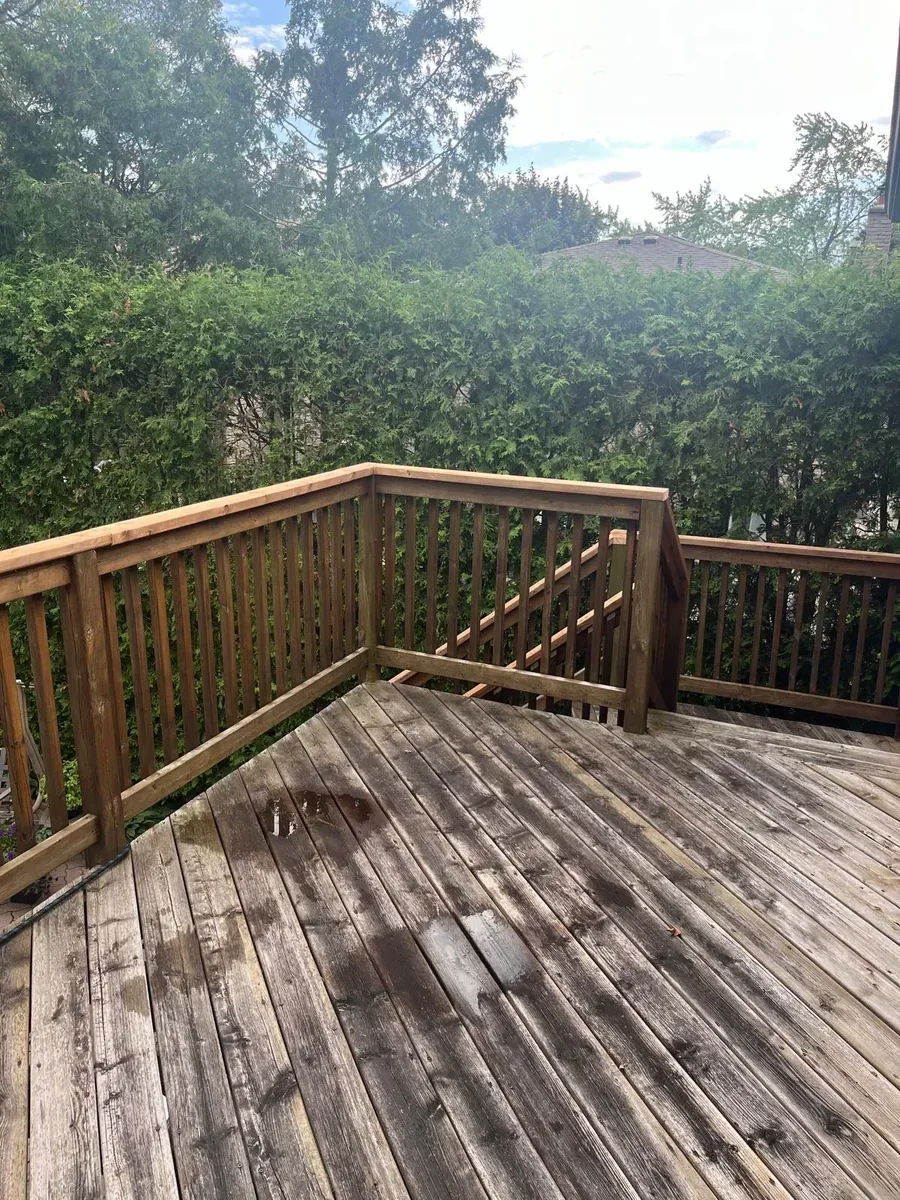 Before deck cleaning and staining by Bright Home Care in the GTA