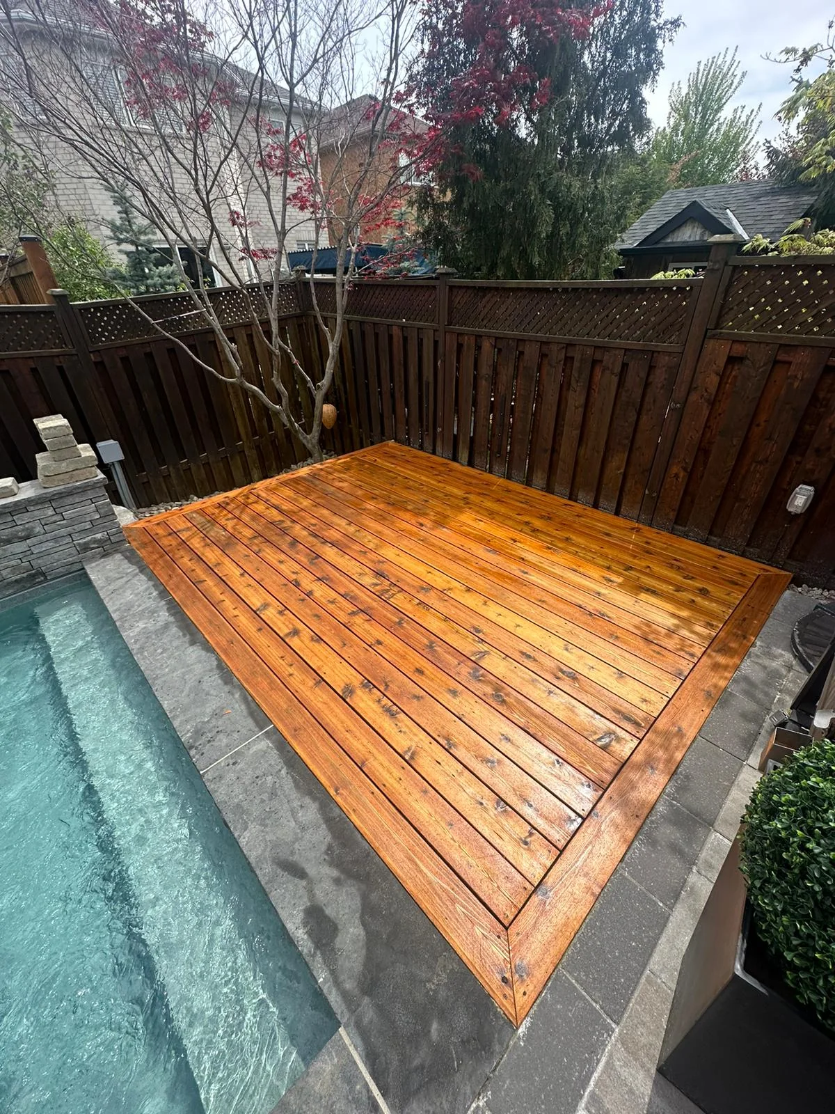 After deck sanding and staining by Bright Home Care in the GTA