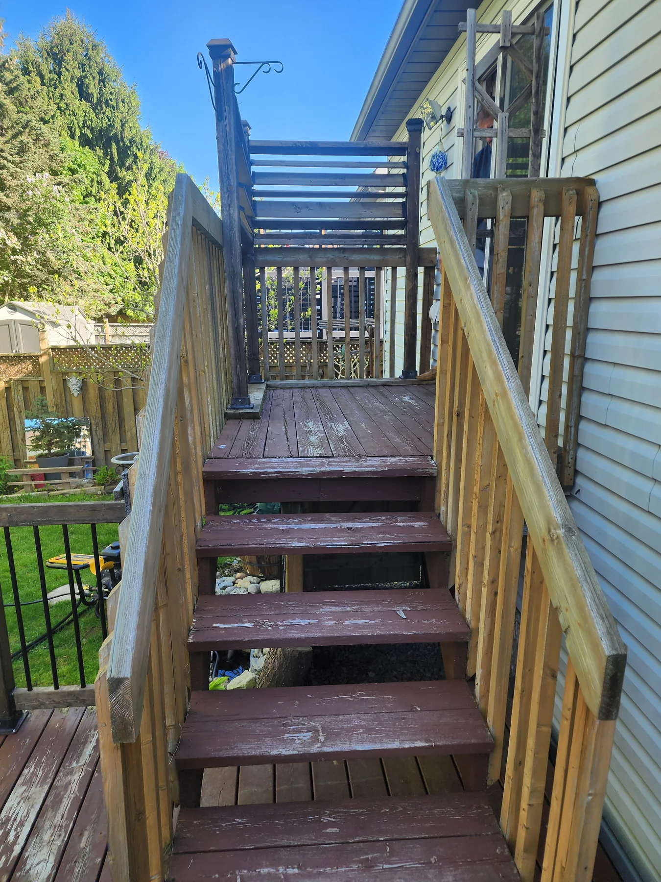 Before deck stair refinishing by Bright Home Care in the GTA