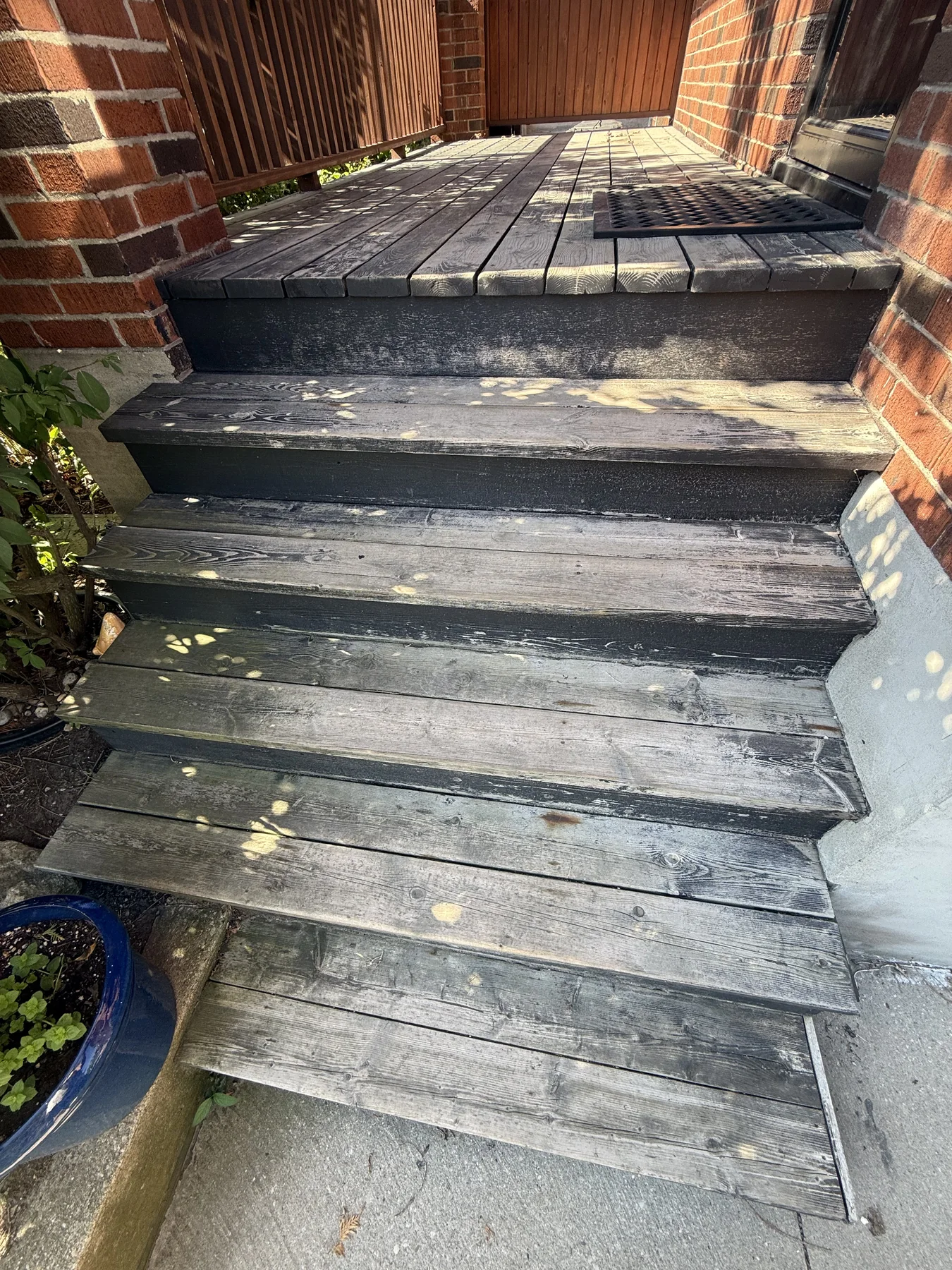 Before front porch step refinishing by Bright Home Care in the GTA