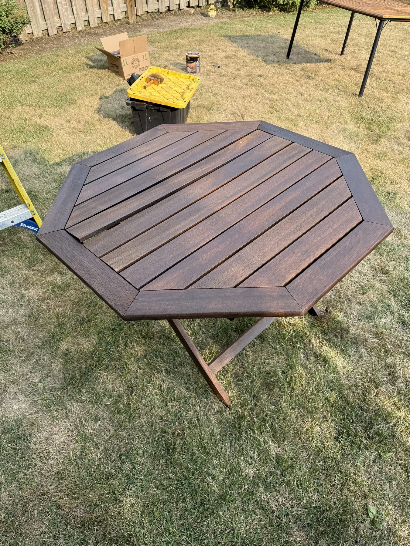 After outdoor wood furniture restoration by Bright Home Care in the GTA